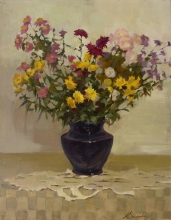 Chrysanthemums - oil, canvas